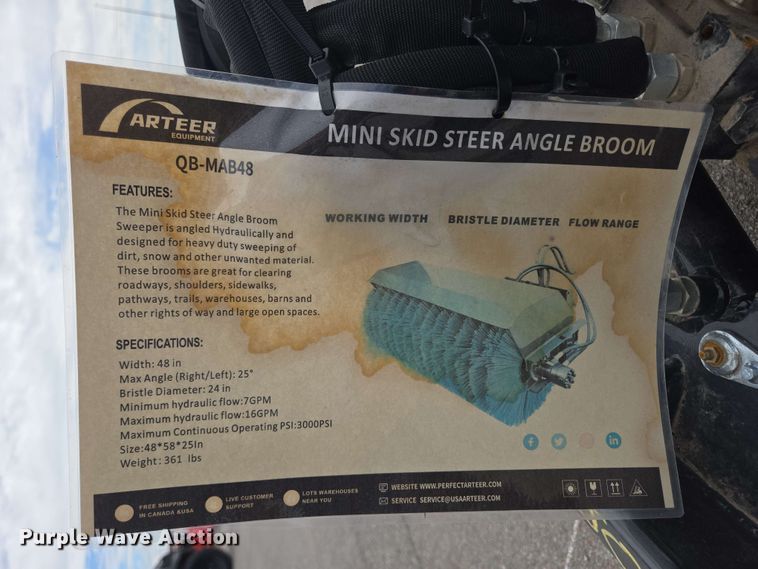 image for item EH8948 Arteer QB-MAB48 skid steer sweeper