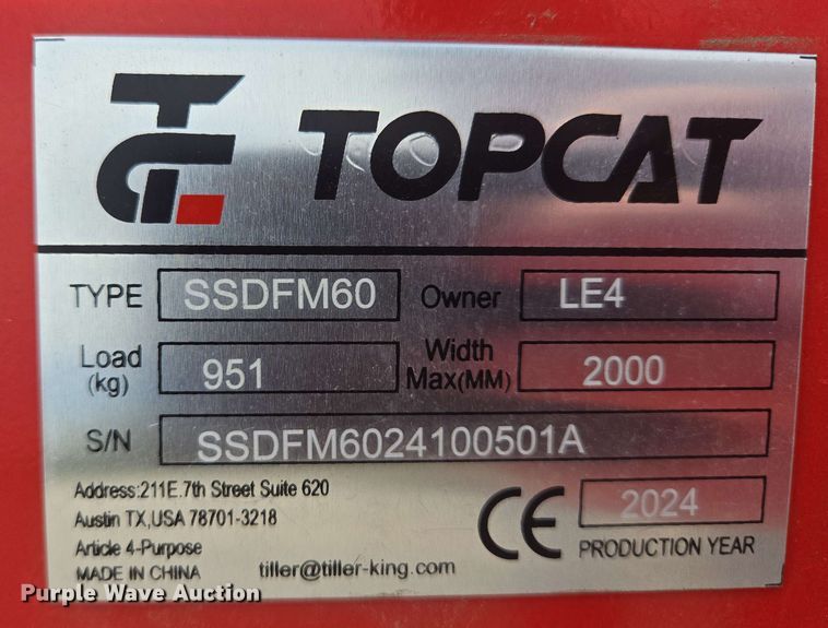 image for item EH8951 2024 TopCat SSDFM60 skid steer mulcher