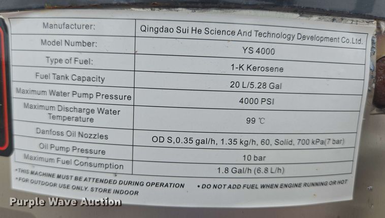image for item EH8952 2024 SUIHE-N75 YS 4000 pressure washer