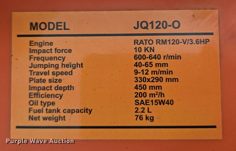 image for item EH8953 (2) JQ-Power JQ120-0 plate compactor