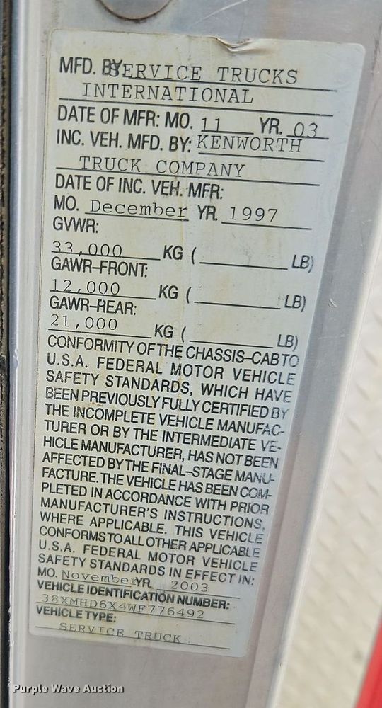 image for item EI8988 1998 Kenworth T300 utility / service truck