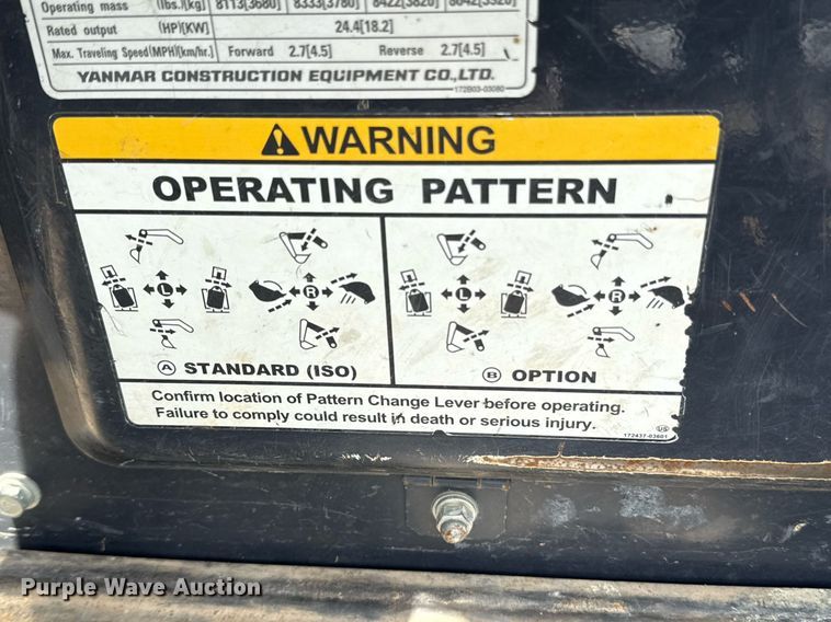 image for item EJ3663 2017 Yanmar ViO35-6A mini excavator