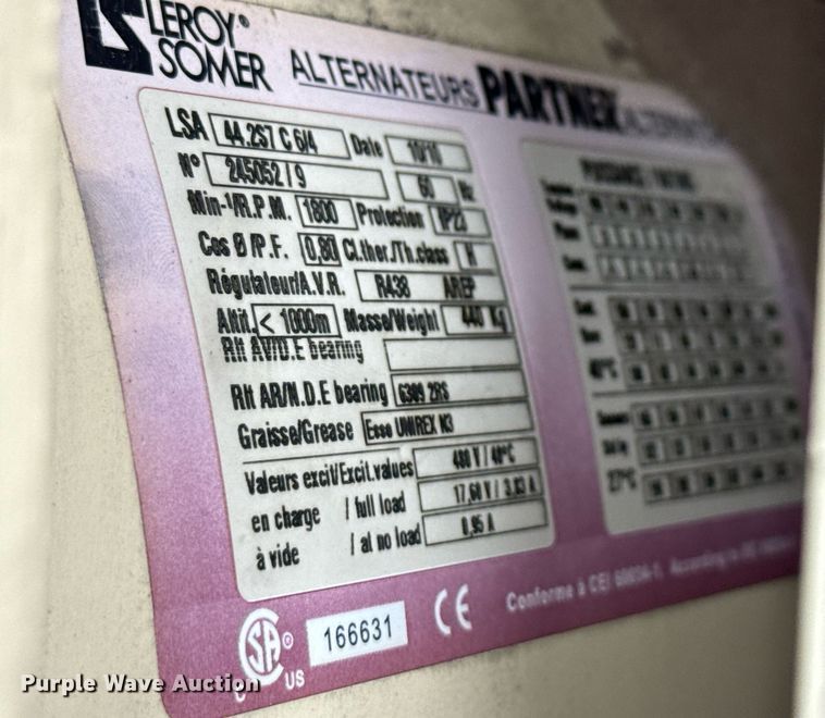 image for item EJ3665 2010 Doosan generator