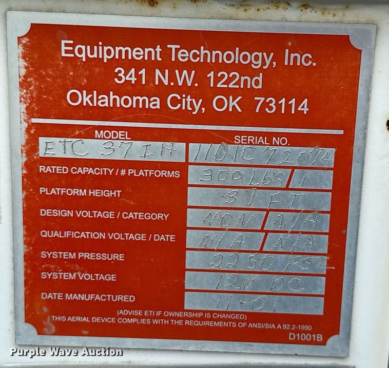 image for item EJ3672 2001 Ford F450 Super Duty XL bucket truck