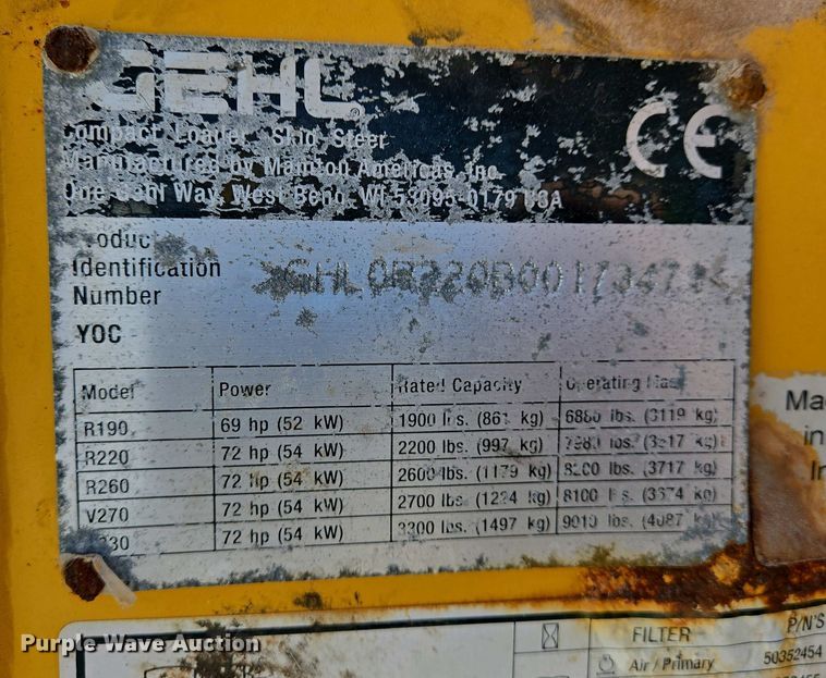 image for item EJ7458 2014 Gehl R220 skid steer loader