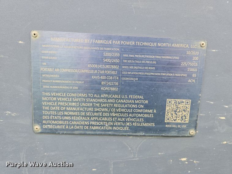 image for item EJ7491 Atlas Copco XAVS 400 air compressor