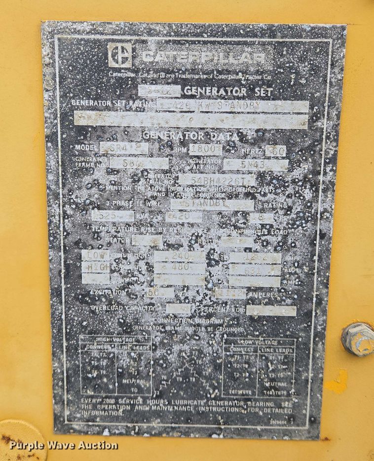 image for item EJ7551 Caterpillar 3412 generator