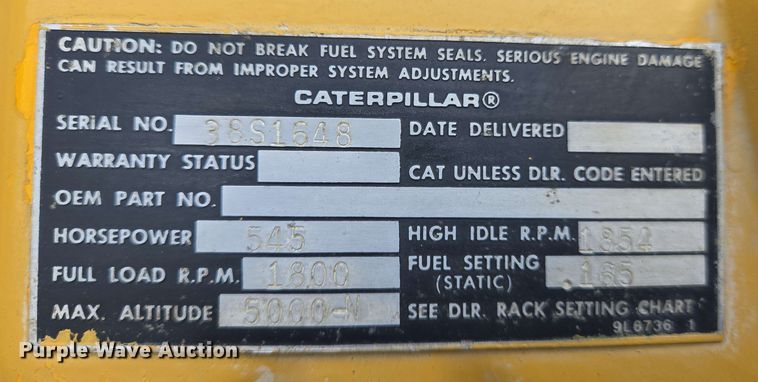 image for item EJ7551 Caterpillar 3412 generator