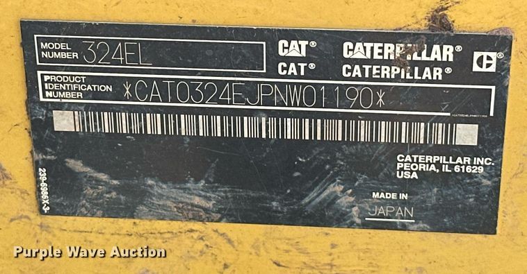 image for item EJ8681 2013 Caterpillar 324EL excavator