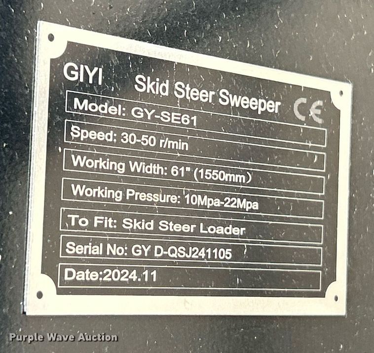 image for item EK2899 2024 GIYI GY-SE61 skid steer sweeper