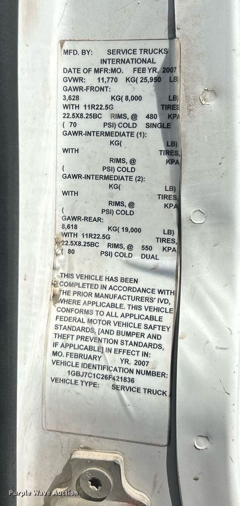 image for item EK2919 2006 Chevrolet C7500 utility / service truck