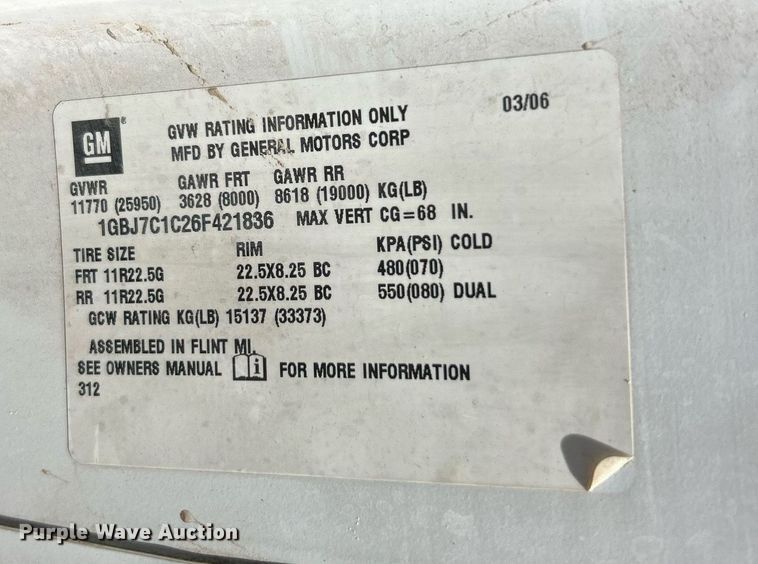 image for item EK2919 2006 Chevrolet C7500 utility / service truck