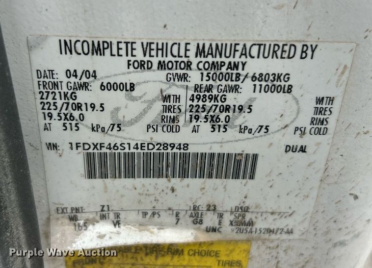 image for item EK2936 2004 Ford F450 Super Duty XL bucket truck