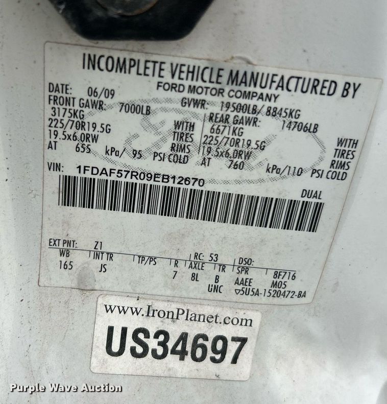 image for item EK2937 2009 Ford F550 Super Duty XL bucket truck