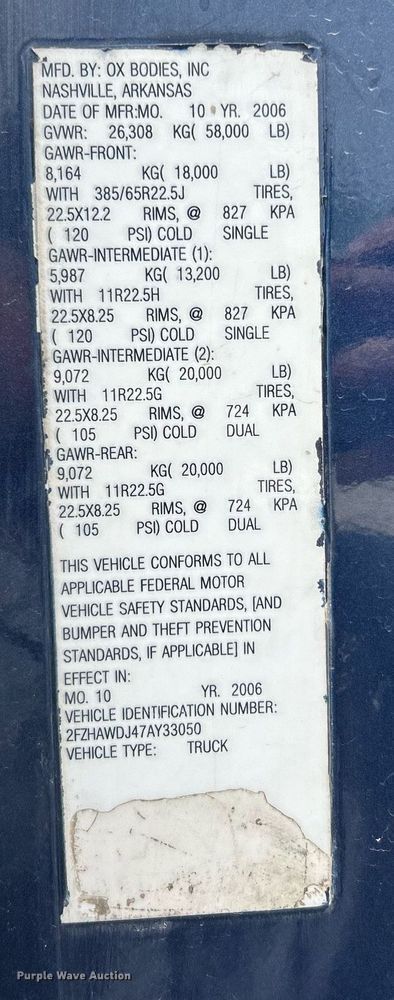 image for item EK2969 2007 Sterling  L8500 dump truck