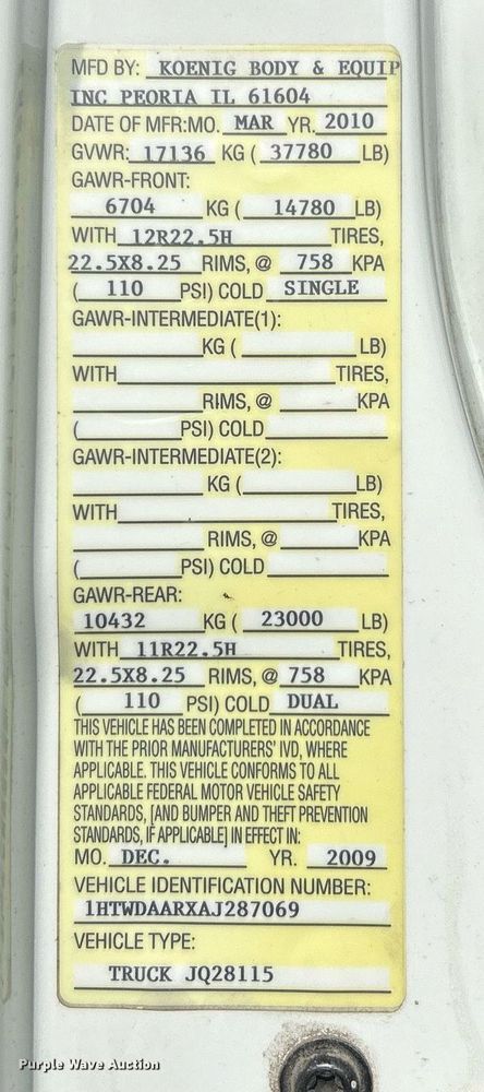 image for item EK2972 2010 International 7400 SFA dump truck