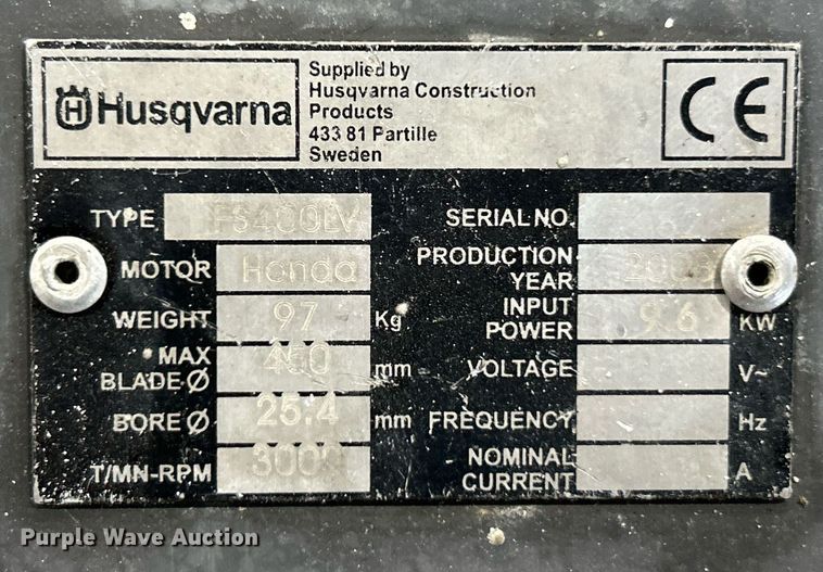 image for item EK2995 2008 Husqvarna FS400LV concrete saw