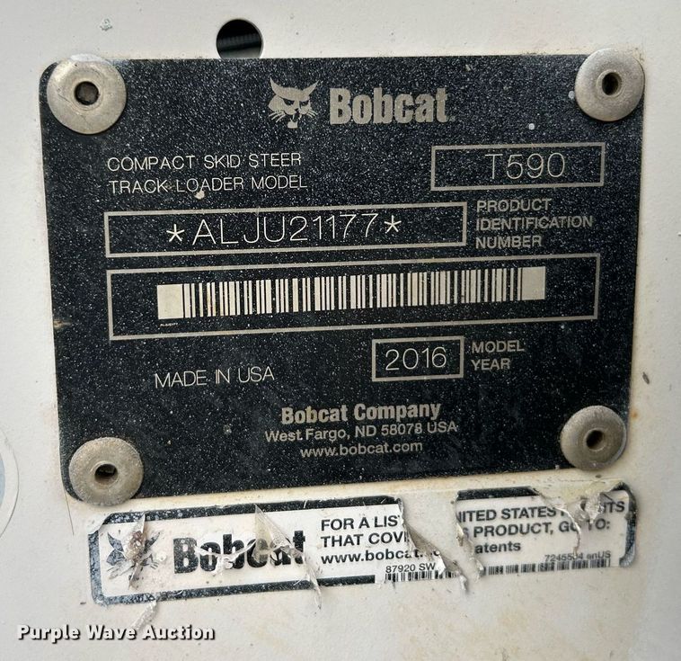 image for item EK2996 2016 Bobcat T590 tracked skid steer loader