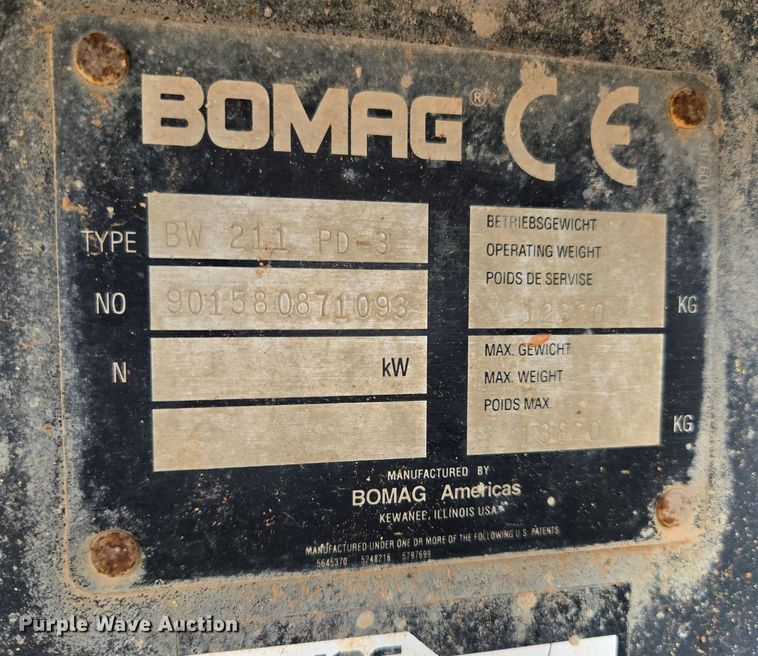 image for item EL2021 2006 Bomag BW 211 PD-3 single drum vibratory roller