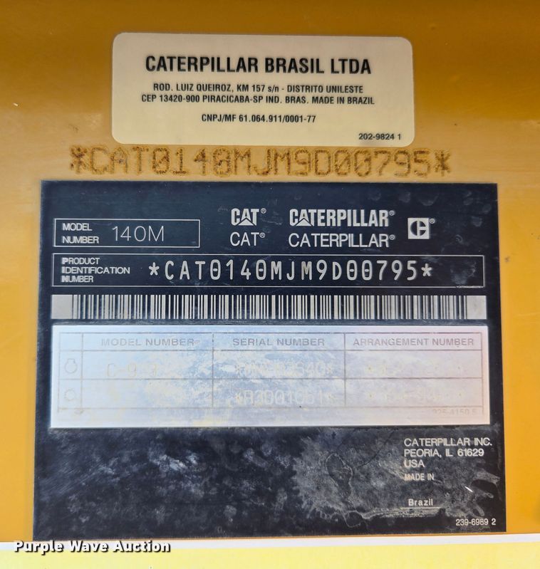 image for item EL2025 2012 Caterpillar  140M2 motor grader