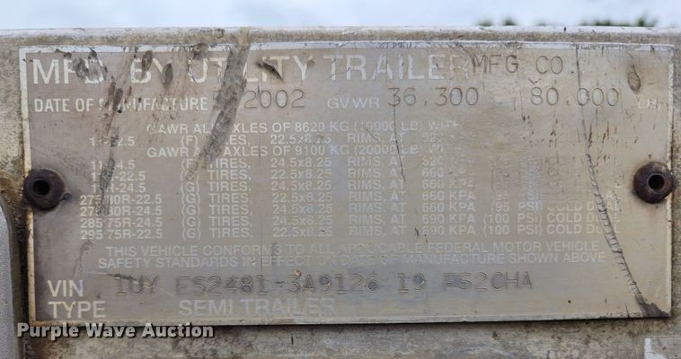 image for item EL2029 2003 Utility flatbed trailer