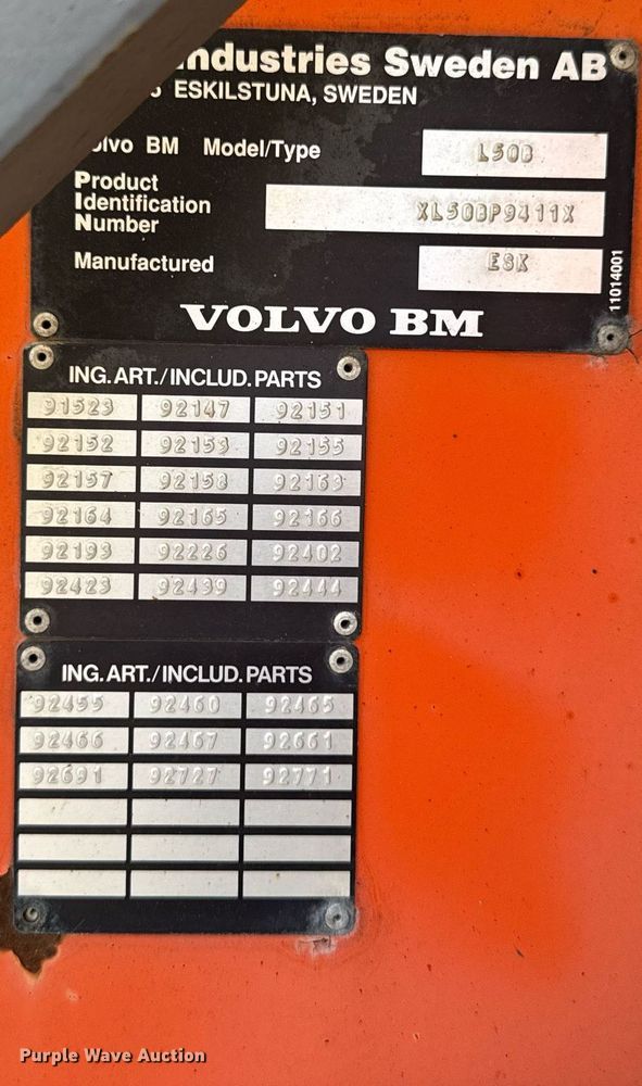 image for item EM3819 1994 Volvo L50B wheel loader