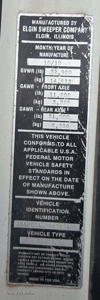 image for item EM7169 2009 Elgin Eagle  street sweeper truck