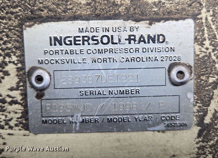 image for item EN3584 Ingersoll-Rand P185WJD air compressor