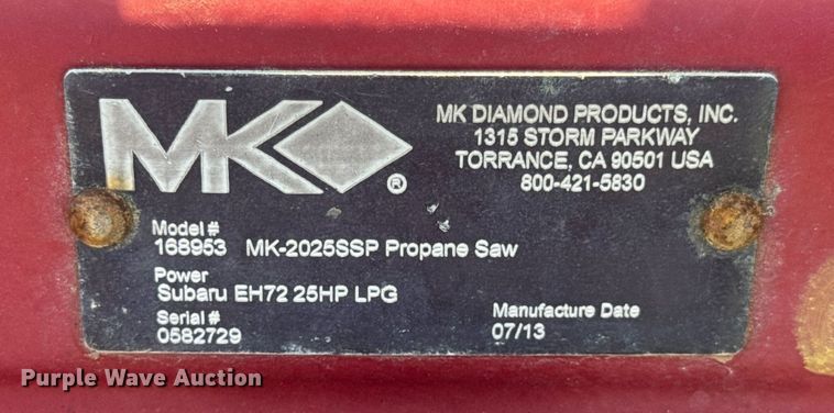 image for item EN4513 2013 MK Diamond MK-2025SSP concrete saw