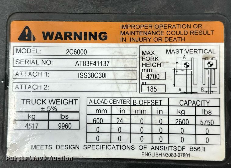 image for item EN4529 Caterpillar 2C6000 forklift