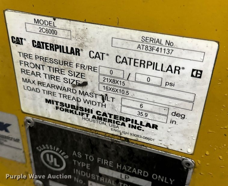 image for item EN4529 Caterpillar 2C6000 forklift