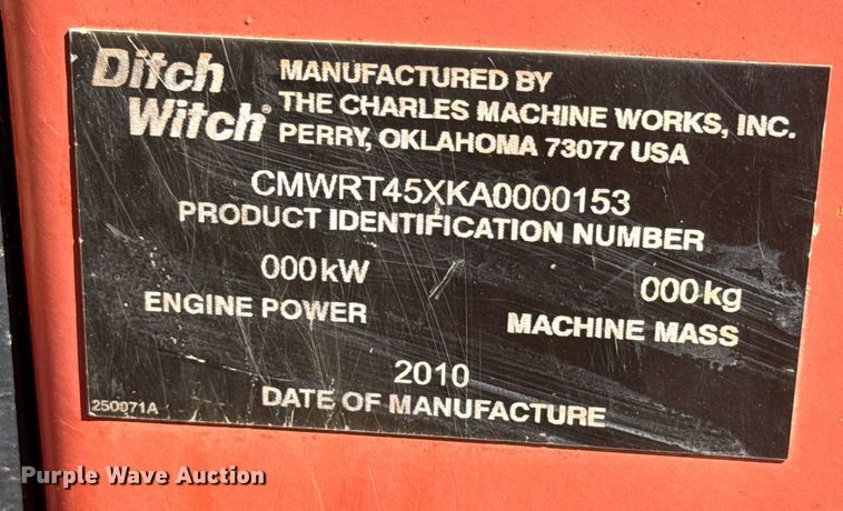 image for item EQ1371 2010 Ditch Witch RT45 trencher