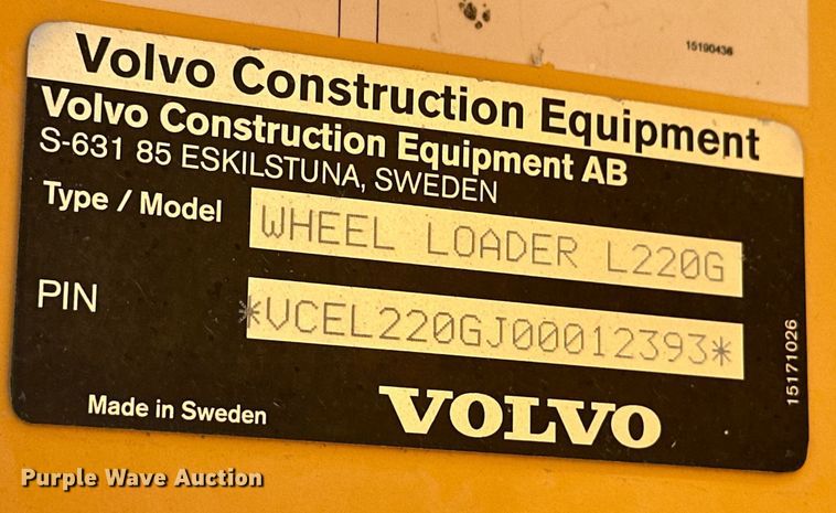 image for item EQ4649 2012 Volvo L220G wheel loader