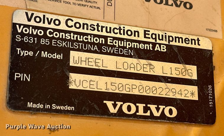 image for item EQ4651 2012 Volvo L150G wheel loader