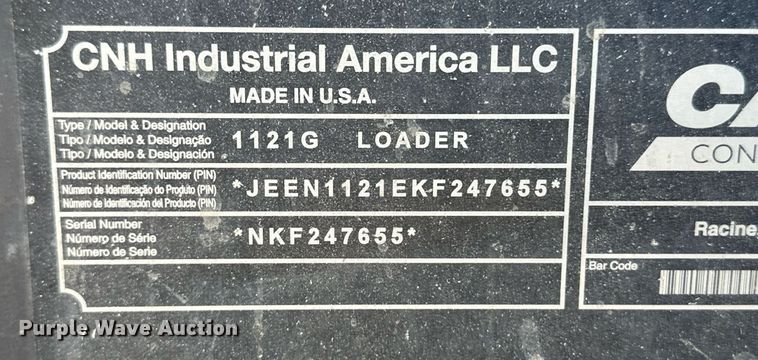 image for item EQ4653 2019 Case 1121G wheel loader