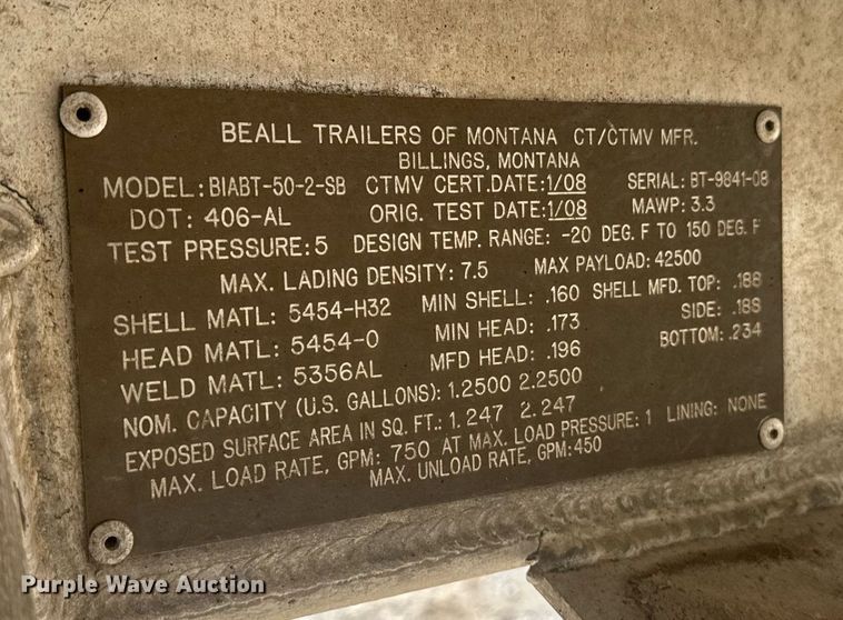 image for item FB9362 Beall tank truck bed
