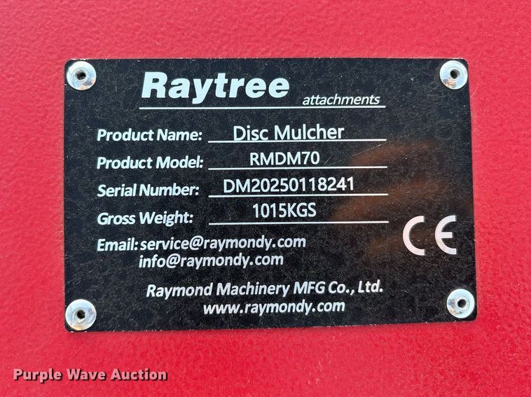 image for item OB9644 Raytree RMDM70 skid steer disc mulcher