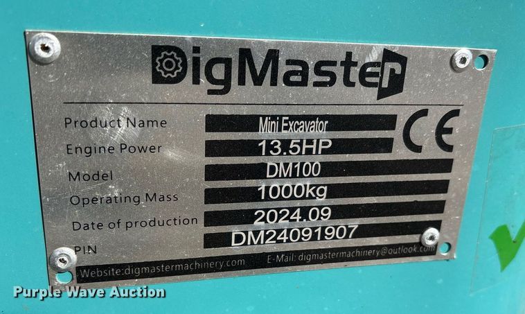 image for item OB9646 2024 Dig Master DM100 mini excavator