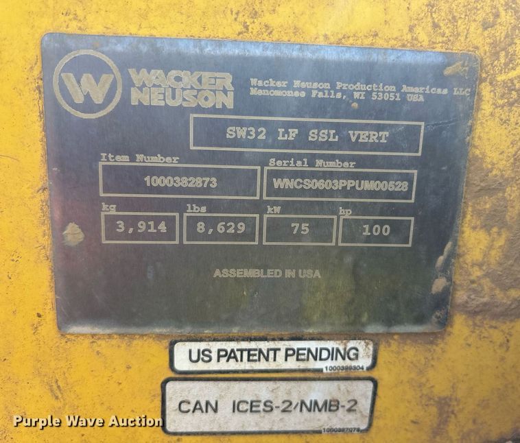 image for item OB9649 2021 Wacker Neuson SW32 skid steer loader