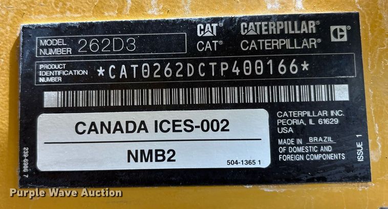 image for item OB9682 2021 Caterpillar 262D3 tracked skid steer loader