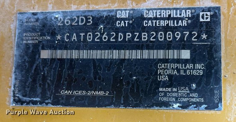image for item OB9683 2021 Caterpillar 262D3 skid steer loader