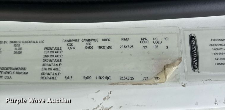 image for item YA0396 2019 Freightliner Business Class M2 106 forestry bucket truck