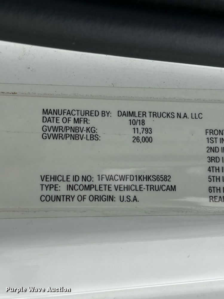 image for item YA0396 2019 Freightliner Business Class M2 106 forestry bucket truck