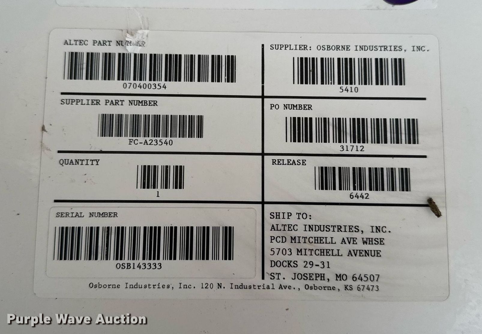 Altec 070400354 man basket in Greenfield, IA | Item EM3960 sold