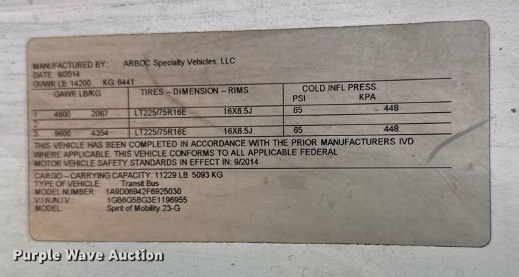 image for item DM5733 2014 Chevrolet Express G4500 shuttle bus