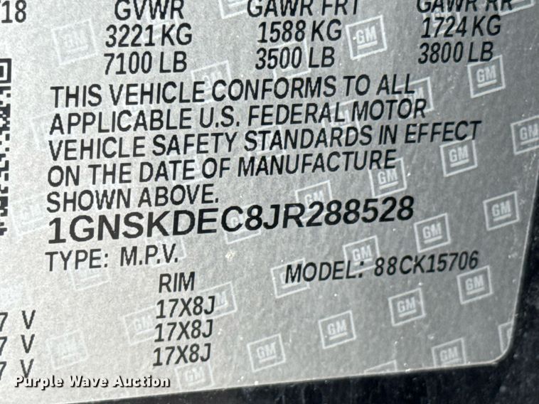 image for item DO0897 2018 Chevrolet Tahoe Police SUV