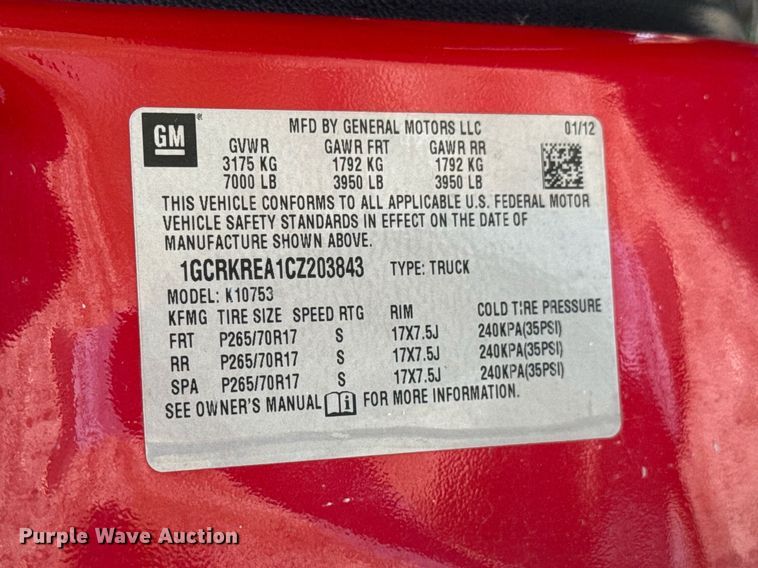 image for item DO0898 2012 Chevrolet Silverado 1500 Ext. Cab pickup truck