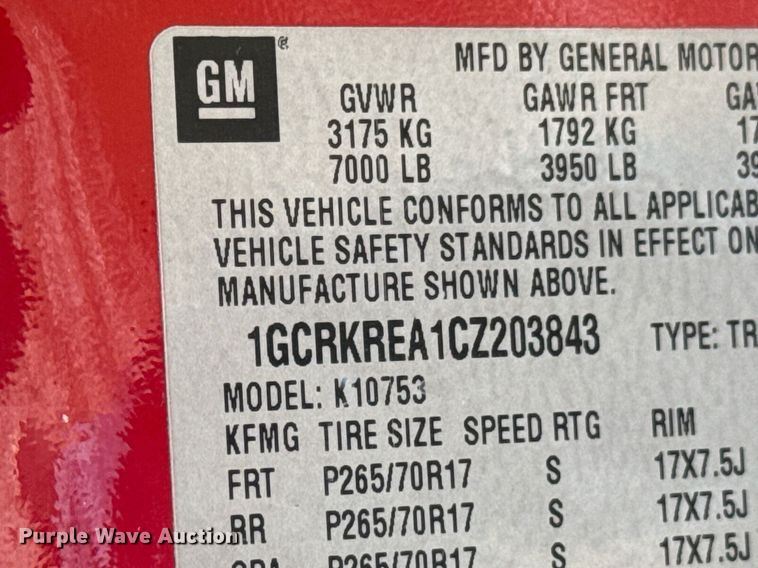 image for item DO0898 2012 Chevrolet Silverado 1500 Ext. Cab pickup truck