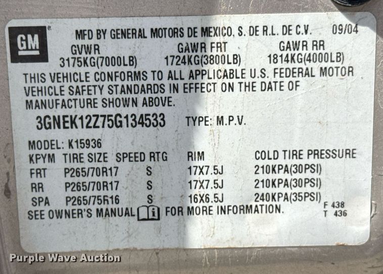 image for item DO0929 2005 Chevrolet Avalanche 1500 Crew Cab pickup truck