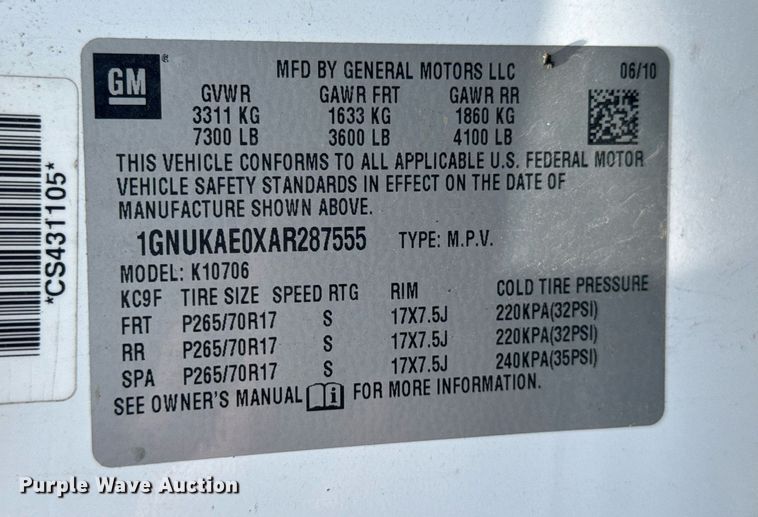 image for item DO0961 2010 Chevrolet Tahoe SUV